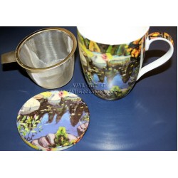 McIntosh Fine Bone China Tea Mug w/Infuser & Lid - Arthur Lismer Lily Pond
